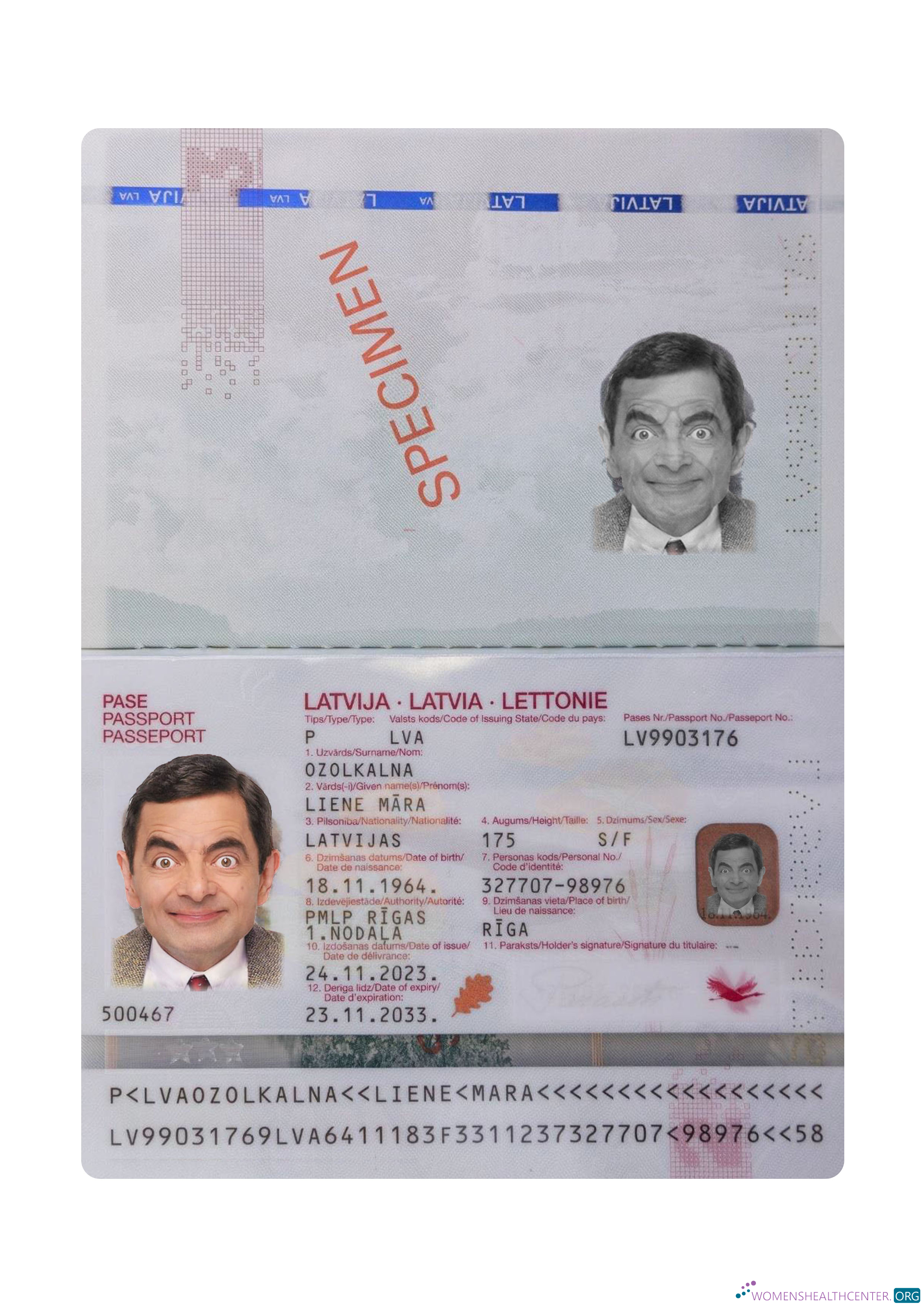 Download Latvia passport 2023 present Photoshop template